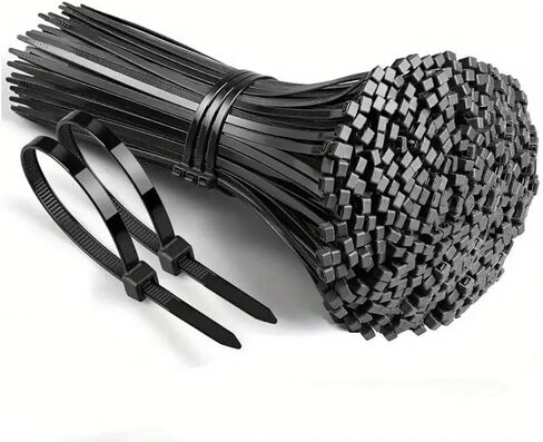 Zip Ties 7.9 Inch Nylon 25 lb Tensile Strength Black 500 Pack for Cable Management, Home Organization, Automotive and Garden Use, White in Saudi Arabia