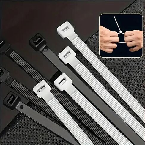 Zip Ties 7.9 Inch Nylon 25 lb Tensile Strength Black 500 Pack for Cable Management, Home Organization, Automotive and Garden Use, White in Saudi Arabia