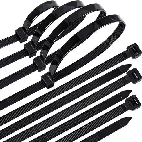 Zip Ties 7.9 Inch Nylon 25 lb Tensile Strength Black 500 Pack for Cable Management, Home Organization, Automotive and Garden Use, White in Saudi Arabia
