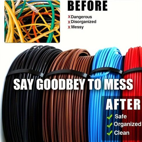 Zip Ties 7.9 Inch Nylon 25 lb Tensile Strength Black 500 Pack for Cable Management, Home Organization, Automotive and Garden Use, White in Saudi Arabia