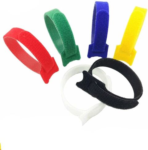 20PCS Releasable Nylon Cable Ties Loop Wrap Bundle Tie T-Type Cable Organizers Network Wire Adhesive Fastener Straps,Green in Saudi Arabia