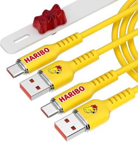 كابل Haribo USB C إلى USB A (2 حزمة، 4.9 قدم)، شحن سريع، سيليكون ناعم، أسلاك شحن USB 2.0 Gummy Bear Style لهواتف iPhone 15/16 وSamsung Galaxy وPixel وiPad وMotorola in Kuwait