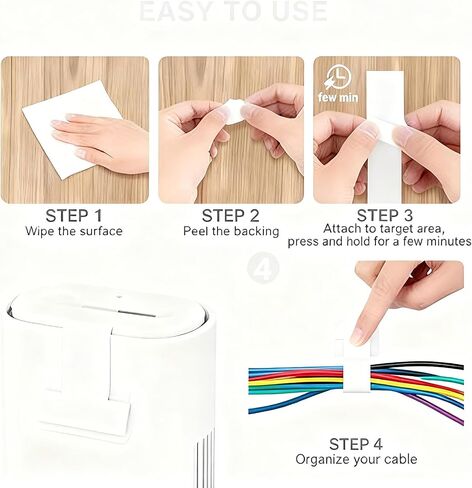 Hook And Loop Cable Ties, Cable Management Under Desk, Adjustable New Type of Stable Hook, Household & Office Essentials, 50 Pieces Per Box in Saudi Arabia