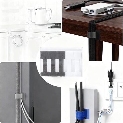 Hook And Loop Cable Ties, Cable Management Under Desk, Adjustable New Type of Stable Hook, Household & Office Essentials, 50 Pieces Per Box in Saudi Arabia