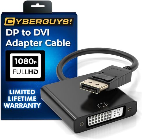 DisplayPort (DP) to DVI Adapter, Gold-Plated Display Port to DVI-D Adapter (Male to Female) Supports 1080P Full HD, Compatible with Computer, Desktop, Laptop, PC, Monitor, Projector, HDTV in Saudi Arabia