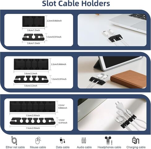 319pcs Cable Management Organizer Kit, Desk Cord Organizer, 98 Adhesive Cable Clips Holder, 17 Reusable Cable Strap, 4 Cable Sleeve Split, and 200 Nylon Cable Zip Ties (Black) in Kuwait