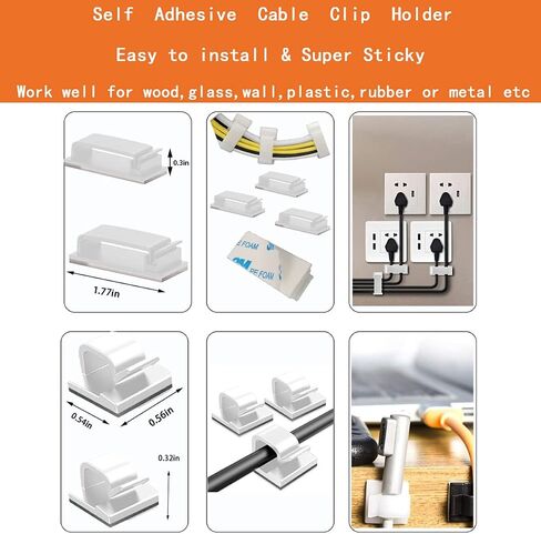 319pcs Cable Management Organizer Kit, Desk Cord Organizer, 98 Adhesive Cable Clips Holder, 17 Reusable Cable Strap, 4 Cable Sleeve Split, and 200 Nylon Cable Zip Ties (Black) in Kuwait