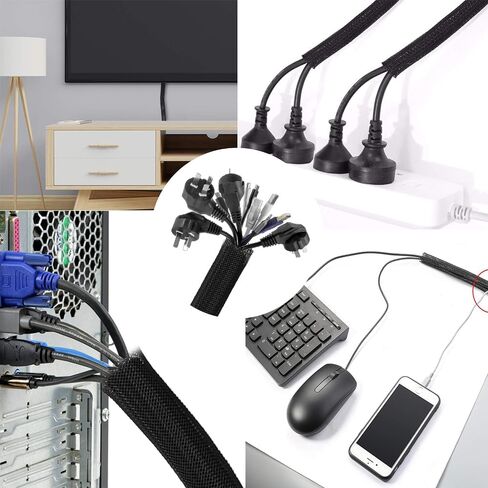 319pcs Cable Management Organizer Kit, Desk Cord Organizer, 98 Adhesive Cable Clips Holder, 17 Reusable Cable Strap, 4 Cable Sleeve Split, and 200 Nylon Cable Zip Ties (Black) in Kuwait