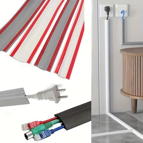 1 لفة من واقي سلك PVC ذاتي اللصق: غطاء كابل الأرضية والجدار النهائي للمنازل والمكاتب (أبيض) in Saudi Arabia