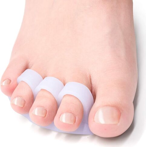 Welnove Hammer Toe Crests Straightener 4 Pcs Gel Toe Support Pads Cushion Relief for Overlapping-Curled-Hammer-Claw Toes, 3 Loop Design, Beige in Saudi Arabia