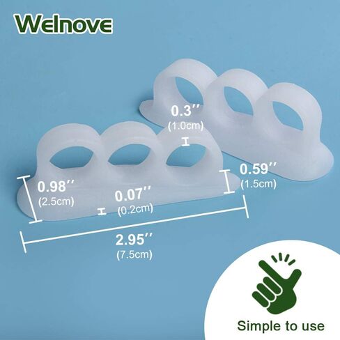 Welnove Hammer Toe Crests Straightener 4 Pcs Gel Toe Support Pads Cushion Relief for Overlapping-Curled-Hammer-Claw Toes, 3 Loop Design, Beige in Saudi Arabia
