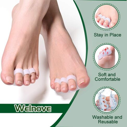Welnove Hammer Toe Crests Straightener 4 Pcs Gel Toe Support Pads Cushion Relief for Overlapping-Curled-Hammer-Claw Toes, 3 Loop Design, Beige in Saudi Arabia