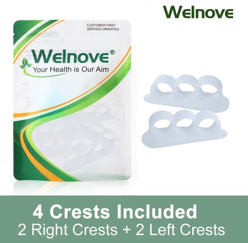 Welnove Hammer Toe Crests Straightener 4 Pcs Gel Toe Support Pads Cushion Relief for Overlapping-Curled-Hammer-Claw Toes, 3 Loop Design, Beige in Saudi Arabia