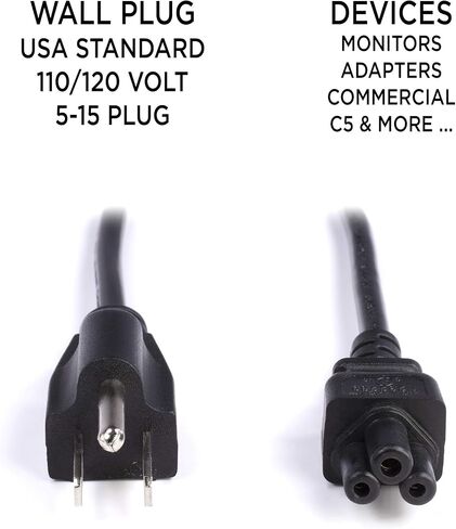 THE CIMPLE CO 6 FT, 3-Prong AC Power Cable for Laptops, Computers, & Power Supplies - C5 Mouse Power Supply Cord - NEMA 5-15P to C5 / IEC 320 - (1.8 Meter), White in Saudi Arabia