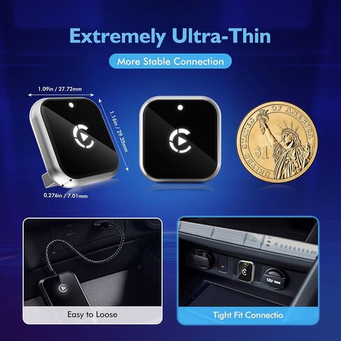 محول CarPlay صغير من النوع L ورقيق للغاية، محول CarPlay لاسلكي وبلوتوث، توصيل وتشغيل سهل الاستخدام، للسيارات وهواتف Apple مع Apple CarPlay اللاسلكي المدمج in Kuwait