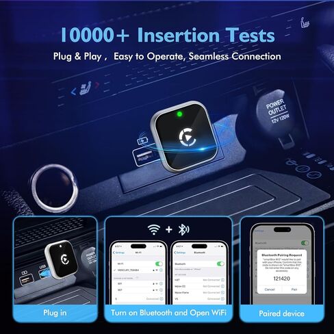 محول CarPlay صغير من النوع L ورقيق للغاية، محول CarPlay لاسلكي وبلوتوث، توصيل وتشغيل سهل الاستخدام، للسيارات وهواتف Apple مع Apple CarPlay اللاسلكي المدمج in Kuwait