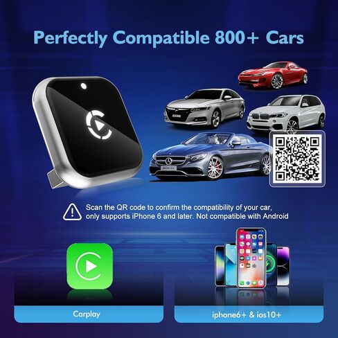 محول CarPlay صغير من النوع L ورقيق للغاية، محول CarPlay لاسلكي وبلوتوث، توصيل وتشغيل سهل الاستخدام، للسيارات وهواتف Apple مع Apple CarPlay اللاسلكي المدمج in Kuwait