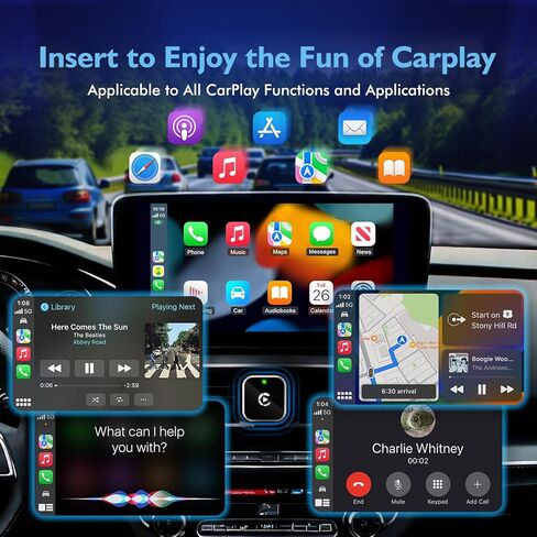 محول CarPlay صغير من النوع L ورقيق للغاية، محول CarPlay لاسلكي وبلوتوث، توصيل وتشغيل سهل الاستخدام، للسيارات وهواتف Apple مع Apple CarPlay اللاسلكي المدمج in Kuwait
