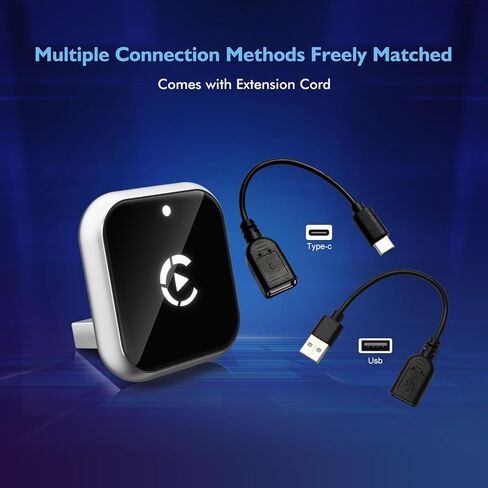 محول CarPlay صغير من النوع L ورقيق للغاية، محول CarPlay لاسلكي وبلوتوث، توصيل وتشغيل سهل الاستخدام، للسيارات وهواتف Apple مع Apple CarPlay اللاسلكي المدمج in Kuwait