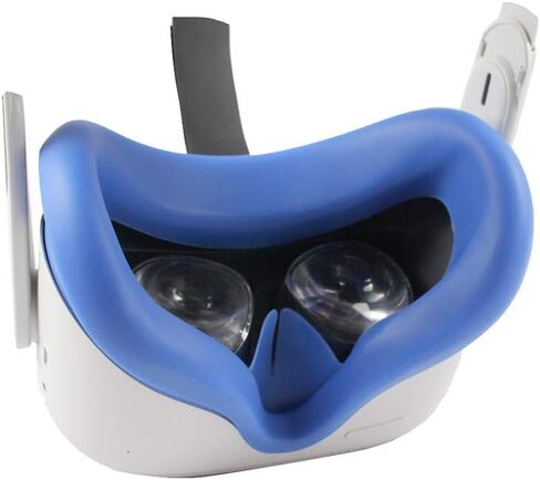 VR Silicone Face Cover Pad Compatible for Oculus Quest 2 VR, Sweat-Proof Lightproof Non-Slip Washable Replacement Face Pads Accessories (Black) in Saudi Arabia
