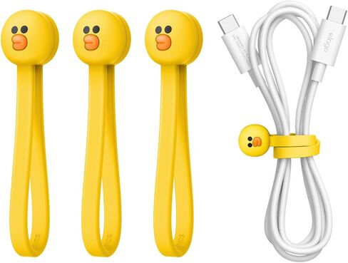 إلاجو | روابط كبل مغناطيسية من LINE Friends، منظم سلك سيليكون ممتاز، منظم كبل مغناطيسي قابل لإعادة الاستخدام [بضائع رسمية] (بني) in Kuwait