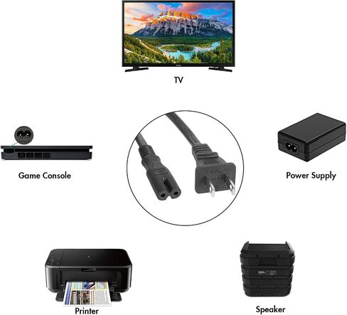 AC Power Cord for TCL Roku Sharp Insignia Hisense Smart LED LCD HD TV 2 Prong Power Cable in Saudi Arabia