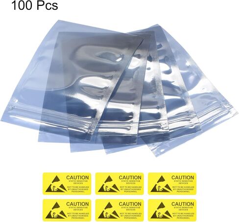 MECCANIXITY Anti Static Bags Shielding Bag 100pcs 3x4.7inch(8x12cm) Resealable with Labels for Hard Drive HDD SSD in Saudi Arabia
