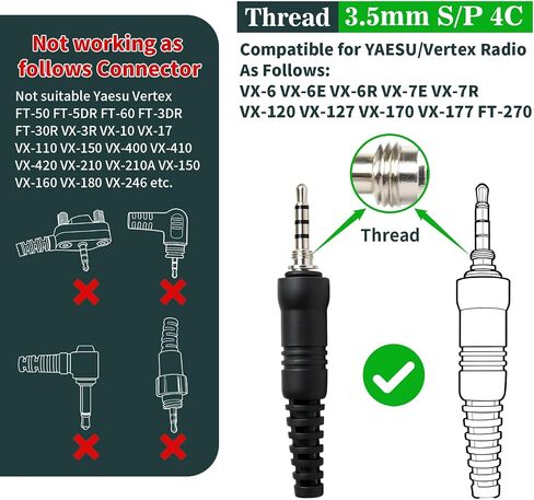 3.5 ملم VX-6R مكبر صوت ميكروفون على الكتف عن بعد لـ Yaesu Vertex VX-6 VX-7R VX-170 FT-270 HT Standard Horizon HX210 HX270 HX400 HX750S HX870 HX890 راديو (128-أخضر) in Kuwait