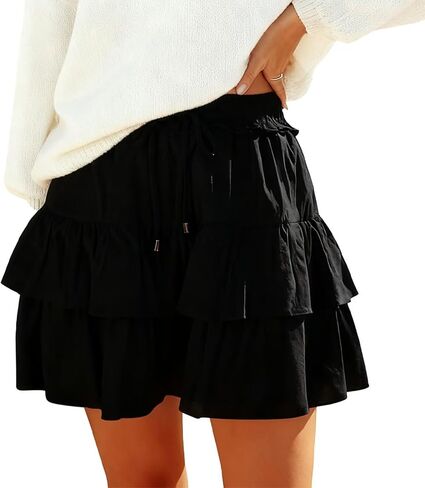 Flowy Shorts for Women Boho Ruffled Tiered Skorts Casual High Waist Mini Skirts Tennis Golf Comfy Shorts 2025 Update in Saudi Arabia