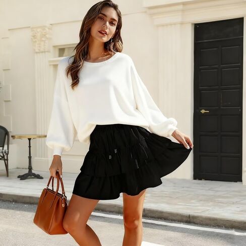 Flowy Shorts for Women Boho Ruffled Tiered Skorts Casual High Waist Mini Skirts Tennis Golf Comfy Shorts 2025 Update in Saudi Arabia