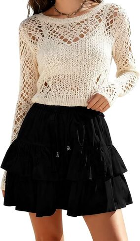 Flowy Shorts for Women Boho Ruffled Tiered Skorts Casual High Waist Mini Skirts Tennis Golf Comfy Shorts 2025 Update in Saudi Arabia
