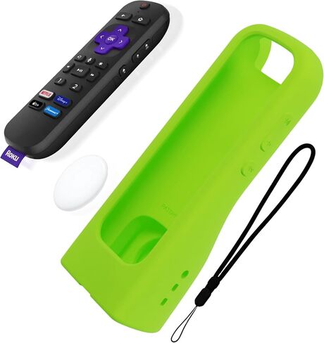 GripStand™ Roku Voice Remote Cover: Stand Up Design, Enhanced Grip, Silicone Case: Fits TV Streaming Stick Plus 2025 4K/HD/HDR, Compatible with AirTag and TileMate, Lime Glow by 73&Sunny in Saudi Arabia