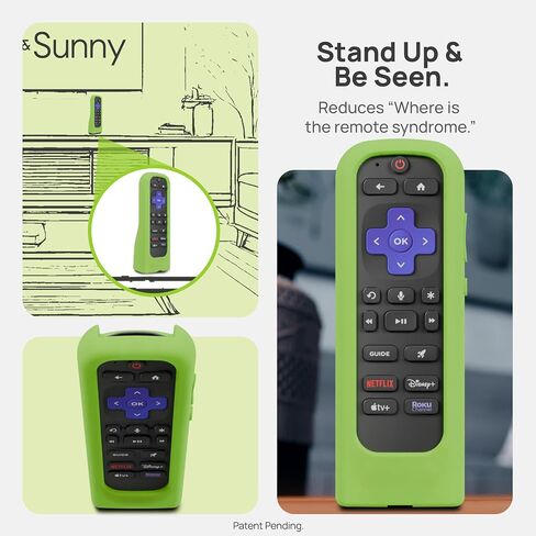 GripStand™ Roku Voice Remote Cover: Stand Up Design, Enhanced Grip, Silicone Case: Fits TV Streaming Stick Plus 2025 4K/HD/HDR, Compatible with AirTag and TileMate, Lime Glow by 73&Sunny in Saudi Arabia