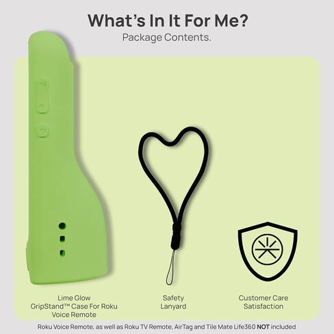 GripStand™ Roku Voice Remote Cover: Stand Up Design, Enhanced Grip, Silicone Case: Fits TV Streaming Stick Plus 2025 4K/HD/HDR, Compatible with AirTag and TileMate, Lime Glow by 73&Sunny in Saudi Arabia