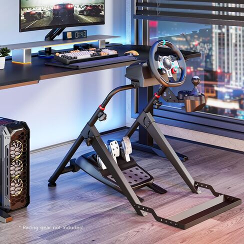 حامل عجلة سباق ARES WING قابل للطي مع فتحة تثبيت الكرسي، وقمرة قيادة محاكاة سباق GT متوافقة مع Fanatec وThrustmaster وLogitech وMoza وألعاب السباق على PS5 وPS4 وXbox والكمبيوتر الشخصي in Saudi Arabia