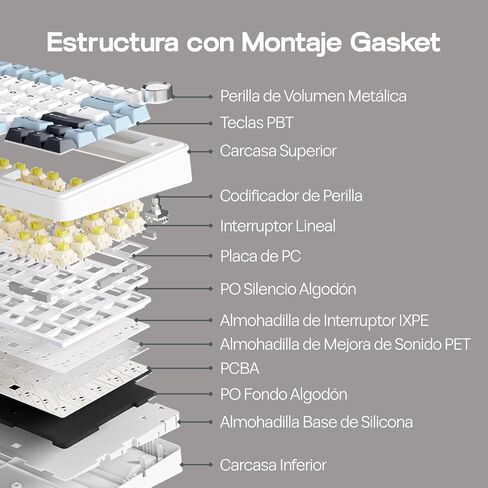 epomaker aula f75 ISO-es اللاسلكي ألعاب ميكانيكية لوحة مفاتيح ، 75 ٪ تصميم إسباني مع مقبض ، حشية كريمية ، انهيار الصوت ، RGB ، الساخنة ، Bluetooth/2.4 جيجا هرتز (البحر الأزرق البحر) in Kuwait