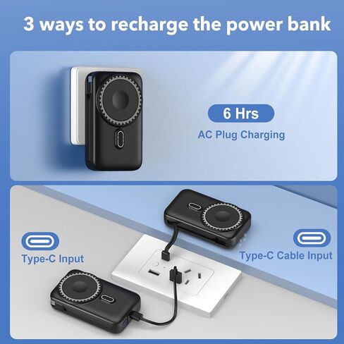 Magnetic Portable Charger 10000mAh for iPhone with Built-in Cables and Wall Plug,Wireless Power Bank with iWatch Charger,LCD Display 22.5W Fast Charging Battery Pack for iPhone 16/15/14/13/12 (Black) in Saudi Arabia