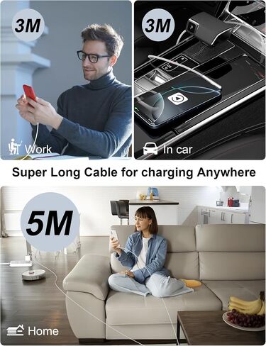 كابل USB C بطول 16 قدم شحن سريع 240 وات، كابل USB C طويل للغاية إلى USB C بطول 16 قدم من النوع C سلك بيانات شاحن الزاوية اليمنى مضفر لهاتف iPhone 17 16 Pro Max 15 iPad MacBook Pro Air Galaxy S25 S24 Ultra S23، أبيض in Kuwait