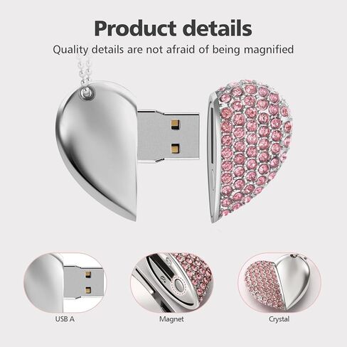 محرك فلاش USB 2.0، عصا ذاكرة USB لطيفة على شكل قلب رومانسي، محرك إبهام للصور والموسيقى وتخزين الملفات (أرجواني، 32 جيجابايت) in Kuwait