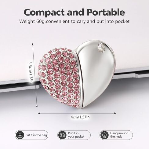 محرك فلاش USB 2.0، عصا ذاكرة USB لطيفة على شكل قلب رومانسي، محرك إبهام للصور والموسيقى وتخزين الملفات (أرجواني، 32 جيجابايت) in Kuwait