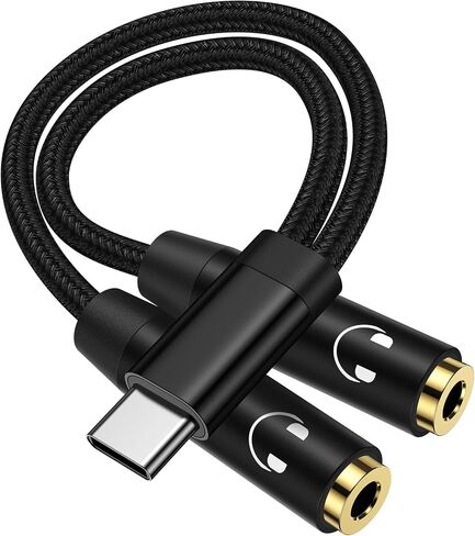 Headphone Splitter for 2 Headphones, USB C to Dual 3.5mm Female Aux Splitters for iPhone 17 17 Pro Max 16e, Google Pixel 10, Samsung Galaxy S25 Ultra, Audio Jack Adapter Earphone Connector - Blue in Kuwait