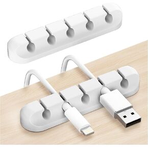 2 Packs Cable Clips, Cable Organizers for Cords, Cable Holder,Cord Organizer, Cord Holder for Desk,Car,Home and Office (5 Slots)，White in Saudi Arabia