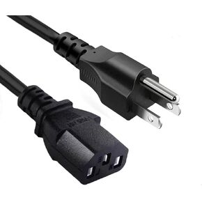 QDD 5 أقدام شاشة كمبيوتر بديلة للتلفزيون سلك طاقة تيار متردد 3 شقوق، 18 AWG، 10 أمبير 125 فولت، أسود in Kuwait