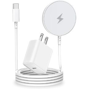 شاحن لاسلكي مغناطيسي [معتمد من Apple MFi]، لوحة شحن سريعة 3.3FT 15W Apple Mag-Safe مع كتلة شحن سريعة USB C متوافقة مع iPhone 17/Air/Pro/Pro Max/16/15/14/13/Plus/Pro/Pro Max، AirPods in Saudi Arabia