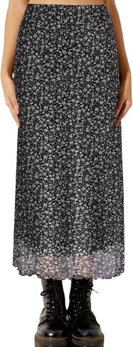 Avanova Women Leopard Print Mesh Midi Skirt High Waist Lettuce Trim Long Straight Skirt Brown Leopard C Large in Saudi Arabia