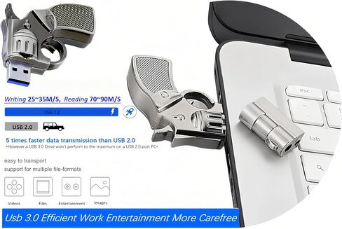128GB Metal Revolver Gun USB 3.0 Flash Drive Livid in Kuwait
