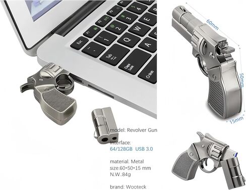 128GB Metal Revolver Gun USB 3.0 Flash Drive Livid in Kuwait