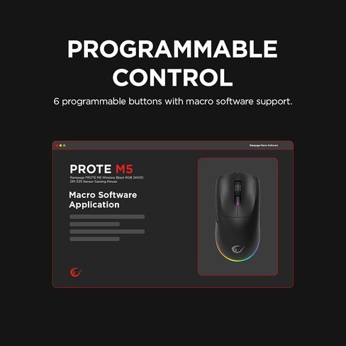 ماوس الألعاب السلكي واللاسلكي Rampage Prote M5 - 24000 نقطة في البوصة، إضاءة خلفية RGB، 6 أزرار قابلة للبرمجة، BT/2.4 جيجا هرتز/سلكي، تصميم مريح، بطارية 400 مللي أمبير في الساعة، دعم ماكرو (أبيض) in Kuwait