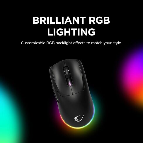 ماوس الألعاب السلكي واللاسلكي Rampage Prote M5 - 24000 نقطة في البوصة، إضاءة خلفية RGB، 6 أزرار قابلة للبرمجة، BT/2.4 جيجا هرتز/سلكي، تصميم مريح، بطارية 400 مللي أمبير في الساعة، دعم ماكرو (أبيض) in Kuwait