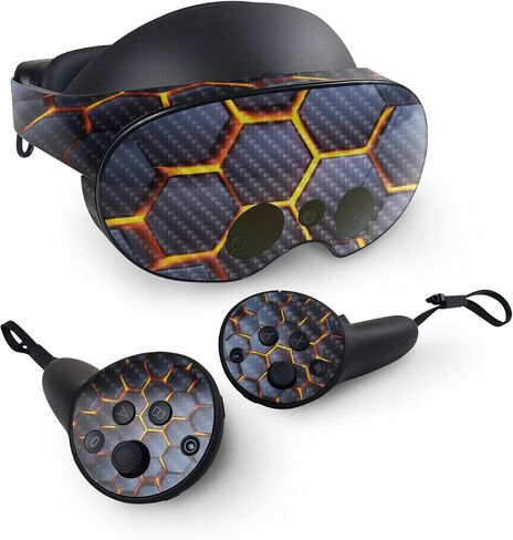 MightySkins Carbon Fiber Skin Compatible with Meta Quest Pro - Lava Hex | Protective, Durable Textured Carbon Fiber Finish | Easy to Apply, Remove, and Change Styles | Made in The USA in Saudi Arabia
